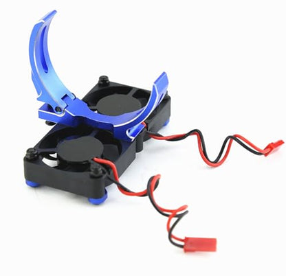 RC Motor Heatsink Dual 20000rpm 30mm Cooling Fan 40-42mm Adjustable Mount for 1/7 1/8 Arrma 4074 Motor, for 4274 4068 4268 Motor Upgrades Part(Navy Blue)