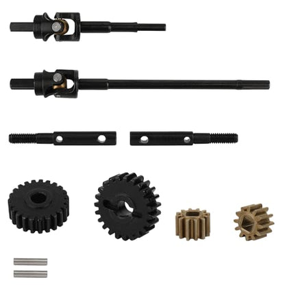 Hard Steel Front and Rear Portal Axle Shaft with Gear for 1/10 RC Crawler Car Axial SCX10 III AXI03006 AXI03007 Wrangler JL AR45 Axle Metal Upgrade Part (Front)