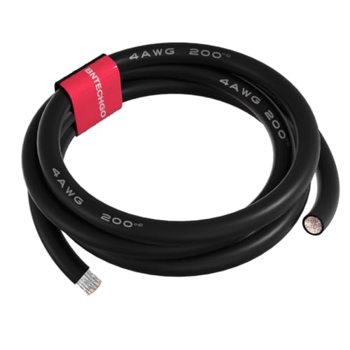 BNTECHGO 4 Gauge Silicone Wire Black 10ft Stranded Tinned Copper Wire | Flexible 4 AWG Stranded Wire Silicone Rubber Insulation For RC Models, Drone, Robot, Battery, EV Charger, 3D Printer, DIY - size: Black 10ft