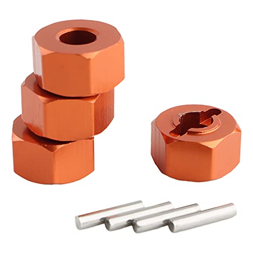 12mm Hex Wheel Hub Mount, Aluminum 7mm Thick with 2x10mm Stub Axle Pins for 1/10 Slash 4x4 & HQ 727 RC Cars Replacement Upgrade Parts (Orange)(Set of 4) - color: Orange