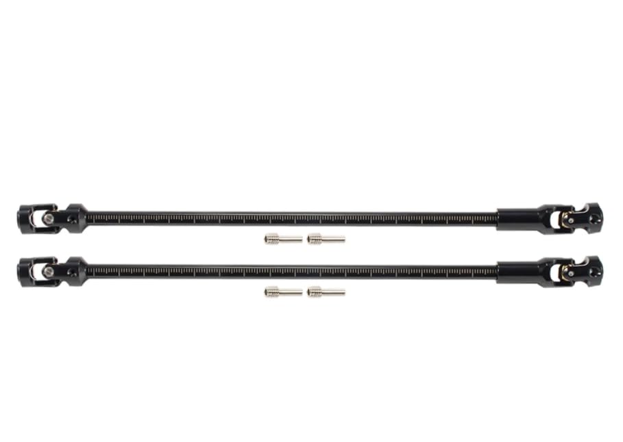 1/10 RC Drive Shaft - 68-229mm Cut-to-Length Stainless Steel Driveshaft Kit for TRX4 TRX6 SCX10 Capra - 2PCS CNC Machined Universal Joint Shafts with M4 Screws (Black) - color: Black
