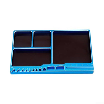 Aluminum Alloy Magnetic Parts Tray for Screws and Nuts, Strong Hold Small Hardware Organizer for RC Car Repair 4.25 Inch (Blue)