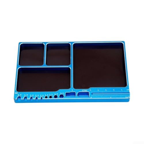 Aluminum Alloy Magnetic Parts Tray for Screws and Nuts, Strong Hold Small Hardware Organizer for RC Car Repair 4.25 Inch (Blue)