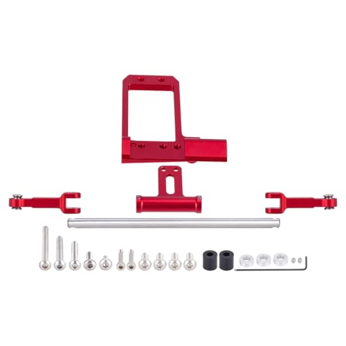 Aluminium BTA Servo Mount and Scale Hydraulic Steering Link for 1/10 RC Crawler Vanquish Phoenix VS4-10 F10 Portal Axle Upgrade (Red) - color: Red