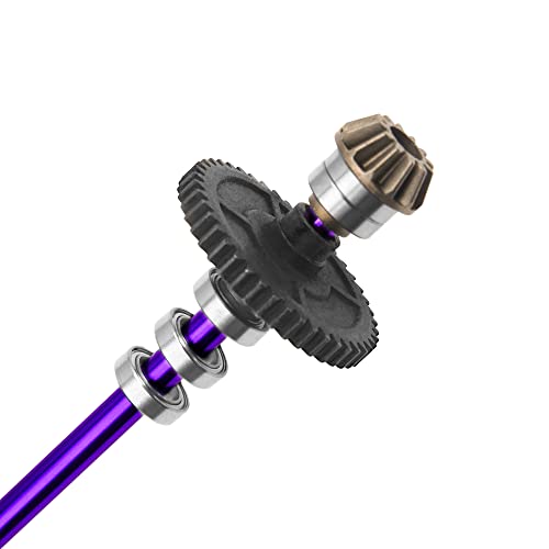Metal Center Drive Shaft RC Car Central Transmission Shaft w/ 27T Motor Gear Upgrade Part Compatible with Wltoys 124018 124019 1/12 RC Car Buggy (Purple) - color: Purple