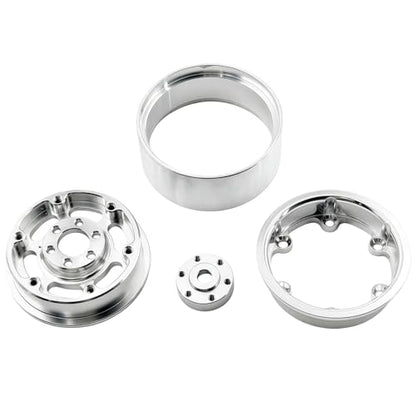 1.3” RC Beadlock Wheels, 4PCS CNC Aluminum Wheel Rims for 1/18 1/24 RC Crawler Upgrade (Silver)