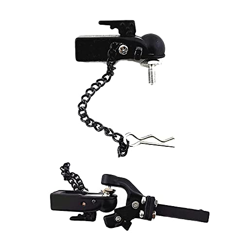 Metal Hitch Trailer Hook Ball Buckle Simulation Link Component Suitable for Scx10 90046 Traxxas Trx4 110 RC Car, Trailer Tow Hitch Tow Hook Drop (Hook + Coupler), Black