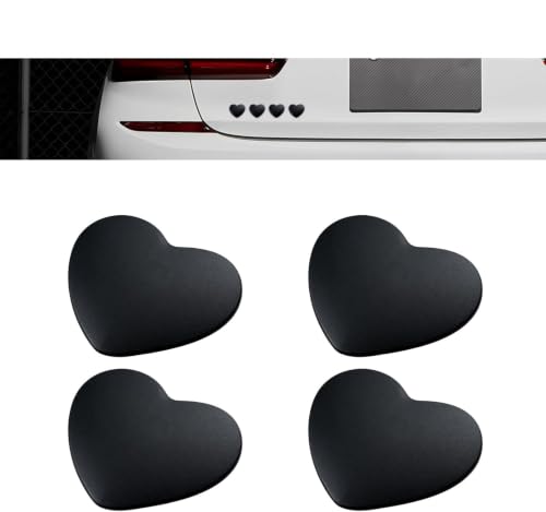 4PCS Black Chrome Hearts Metal Car Emblem Stickers Self Adhesive Waterproof Car Stickers Car Accessories for Women Exterior Car Decor for Women Bumper Tailgate License Plate Decals
