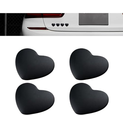 4PCS Black Chrome Hearts Metal Car Emblem Stickers Self Adhesive Waterproof Car Stickers Car Accessories for Women Exterior Car Decor for Women Bumper Tailgate License Plate Decals