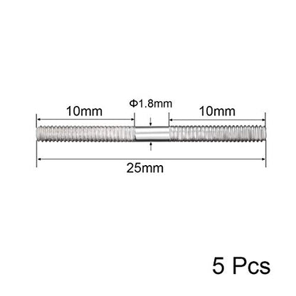 uxcell M2x25mm Pushrod Connector Stainless Steel Rod Linkage,for RC Boat,Car,Airplane,Helicopter,5pcs - size: M2x25mm