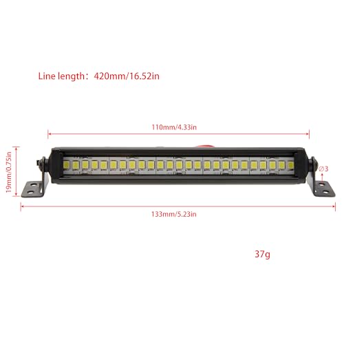 DKKY RC Car LED Lights Kit Light Bar for 1/10 RC Crawler Axial SCX10 Traxxas TRX4 Arrma Senton Redcat Gen7 Tamiya D90 CC01 (110mm/25 Beads) - size: 110mm/25 Beads