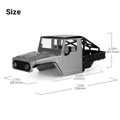 INJORA IR40-24 Half Truck Hard Body with Cage for 1/24 SCX24 Upgrade(Grey) - color: Grey
