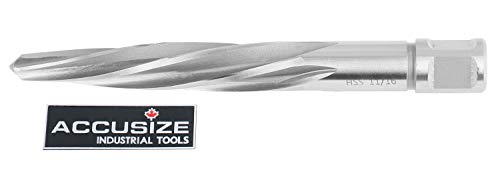 Accusize Industrial Tools Chucking Reamer, 11/16 in, 0521-1116 | 11/16" HSS Aligning Reamer with 3/4" Weldon Shank - size: 11/16 in.