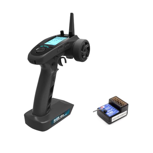 Flysky FS-GT5 RC Transmitter W/FS-BS6 Receiver, 2.4Ghz 6CH AFHDS2A System Radio Control for RC Car Boat [F.Safe Out of Control Protect, ABS Setting, 20-Model Memory TX]