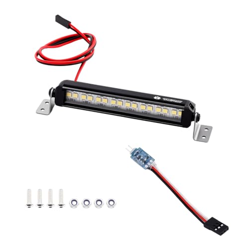 Aluminum RC Light Bar 16 LED 80mm Roof Light with CH3 Light Control Switch Kit for 1/10 1/18 TRX4M Defender RC Crawler Car - size: 80mm Roof Light Bar with CH3 Control