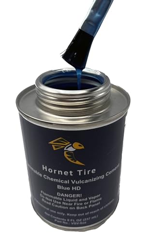 Heavy Duty Blue Tire Repair Vulcanizing Cement W/Brush Top Can (8oz - Single) - size: 8oz - HD Blue - Single