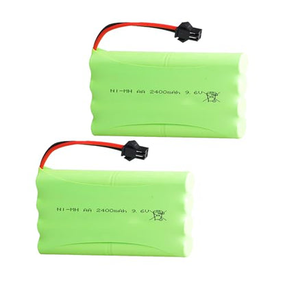 2Pcs 9.6V 2400mAh NI-MH Battery Pack RC Replacement Rechargeable Battery Pack Built-in AA * 8 Cell for Toys,Drone,Remote Control Car Accessory