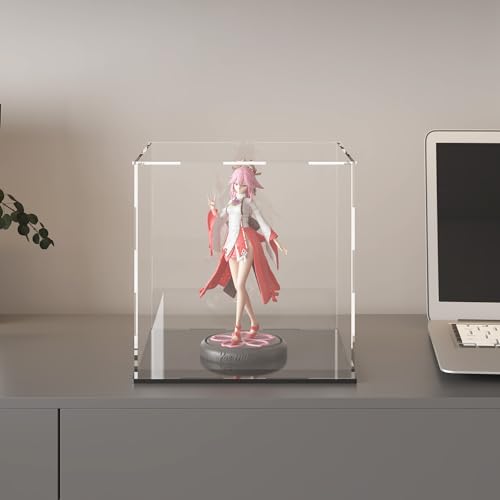 Acrylic Display Case for Collectibles and Toys, Versatile Clear Acrylic Display Box with Black Base for Showcase and Displaying, 7x7x7-inch - size: 7"L x 7"W x 7"H