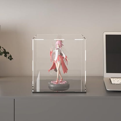 Acrylic Display Case for Collectibles and Toys, Versatile Clear Acrylic Display Box with Black Base for Showcase and Displaying, 7x7x7-inch - size: 7"L x 7"W x 7"H
