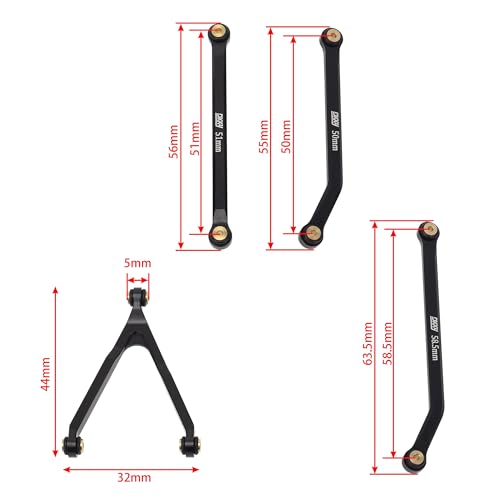 DKKY CNC Aluminum High Clearance for 1/24 RC Crawler Axial SCX24 AXI00001 C10 AXI00002 Jeep JLU Ford Bronco AXI00006 Upgrades (Black) - color: Black