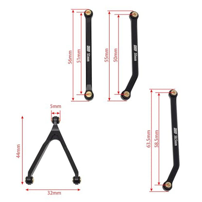 DKKY CNC Aluminum High Clearance for 1/24 RC Crawler Axial SCX24 AXI00001 C10 AXI00002 Jeep JLU Ford Bronco AXI00006 Upgrades (Black) - color: Black