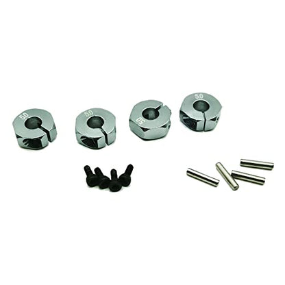 4X Wheel Hub 12mm Hex Adapter 5mm Thickness 5mm Hole for 1/10 RC Car Truck HPI HSP Redcat Tamiya Traxxas RC4WD D90 (Titanium)