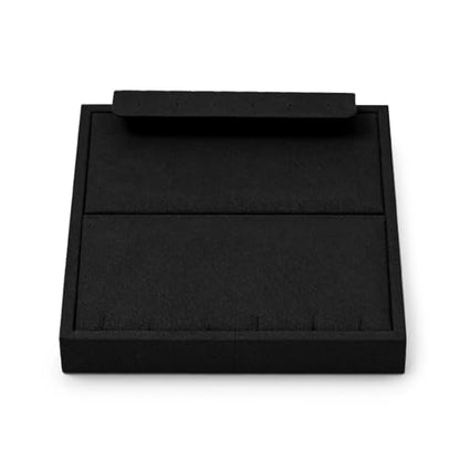 Oirlv Black Microfiber Jewelry Earring Necklace Tray | Soft Black Microfiber Meterial, 5.51"X5.51"X0.79" with Combination Earring/Necklace Display, Versatile Display Solution - style: P13707