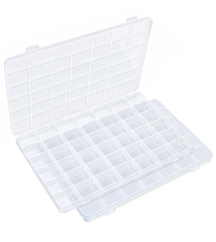 IOOLEEM Bead Organizer Box, 42 Grids 2 Pack Organizer Container Storage | Clear Plastic Dividers for bead arts and crafts for beading & jewelry storage & small items arts and crafts. - size: 42 Grids (2 pack)