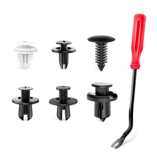 GOOACC 120PCS Car Bumper Push Retainer Clips & Nylon Fasteners Rivet Kit 6mm 7.6mm 8mm 8.8mm 10mm Door Trim Panel Clips, 5PC Fastener Remover - color: 120 Clips + 5 Tools
