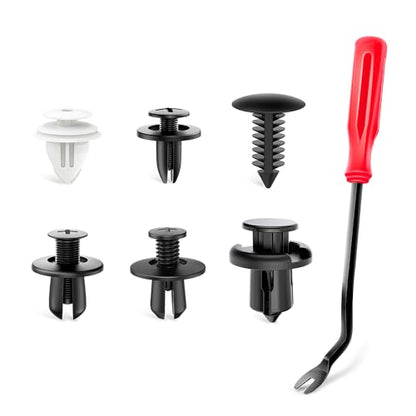 GOOACC 120PCS Car Bumper Push Retainer Clips & Nylon Fasteners Rivet Kit 6mm 7.6mm 8mm 8.8mm 10mm Door Trim Panel Clips, 5PC Fastener Remover - color: 120 Clips + 5 Tools
