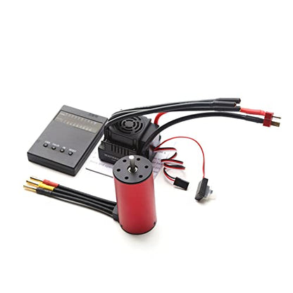 HUIOP RC car Motor, S3670 2150KV Brushless Motor Sensorless Waterproof Motor and 120A Brushless ESC T Plug Programming Card Replacement for HSP HPI 1/8 RC Car Truck