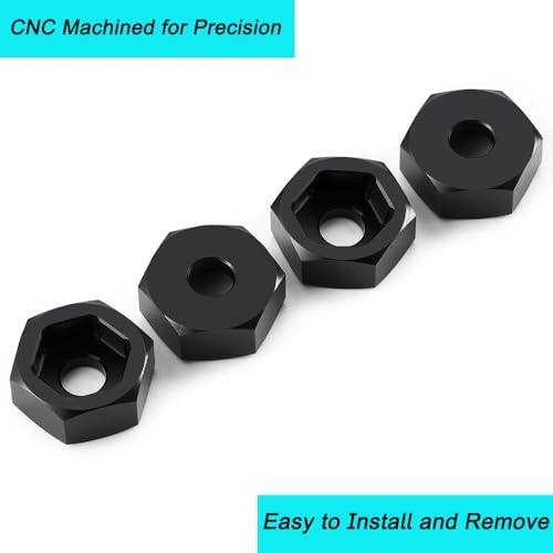 MORLORDY 4Pcs 12mm to 14mm Aluminum CNC Wheel Hex Hub Adapter Spacers for 1/10 SCX10/ TRX4/ 2WD Slash/Maxx/RTR/Granite/Stampede/Rustler VXL RC Car Truck Upgrade Part