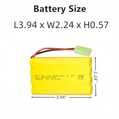 9.6V 800mAH Ni-Cd AA Battery Pack Rechargeable with Mini Tamiya Connector Plug for Remote Control Electric Car Toys 2 Pack