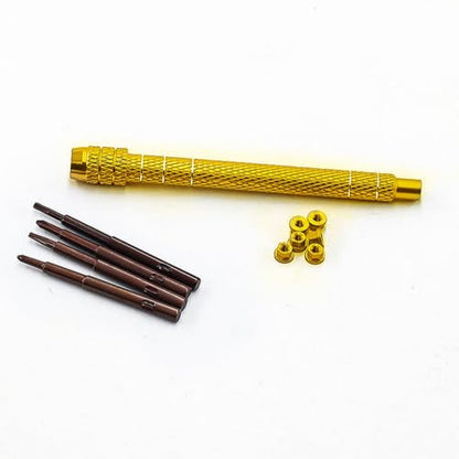 1/30 RC Screwdrivers Set H1.3 Hex T4 Plum Phillips 1.5mm 2.0mm Precision Bits With M2 Nuts Screw Driver Repair Tool Kit For 1:30 1:32 Crawler Car Axial SCX30 0.7" Tires Wheels (Glod) - color: Glod