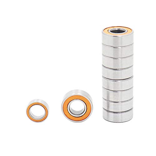 Bearing Kit Compatible with Tamiya Grasshopper/Hornet Precision (5x11x4mm/9pcs, 5x8x2.5mm/1pc) Orange Rubber Sealed