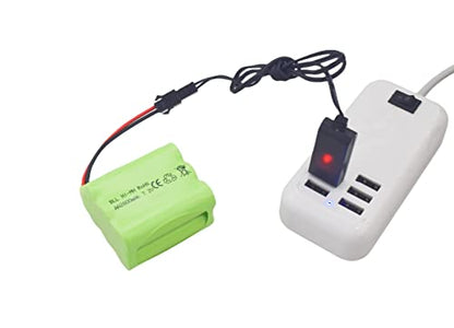 2PCS AA 7.2V 2800mah RC Battery Pack with SM-2P Plug with USB Charging Cable for Toy Tanks Engineering Department Flatbed Semi-Trailer Truck RC Remote Control Car Ni-MH high Capacity Battery