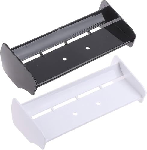 2 Pack 1/10 RC Plastic Rear Spoiler Compatible with 1:10 Scale RC Off-Road Short Course Truck Buggy Racing Rear Wing Tail (Black/White) - color: Black/White