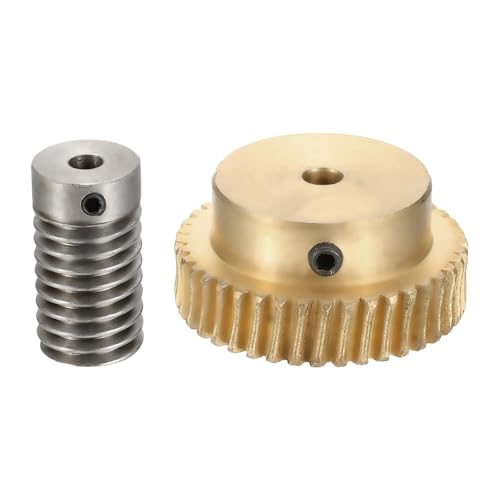 uxcell Worm Gear Set 40T 0.8 Module 1:40 Reduction Rate, Right Rotation Drive Gear Box Wheel Reduce Transmission Part (Brass Gear-4mm Bore, 1045 Steel Rod 5mm Bore) - size: Gear-4mm, Rod-5mm Bore, style: 0.8M-40T