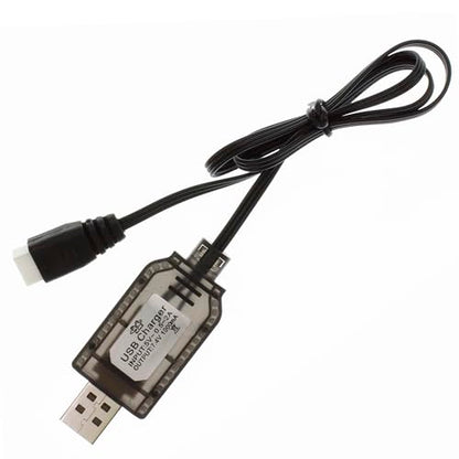 7.4V XH-3P 3-Pin USB Charger Cable for 2S LiPo Battery Packs, 1.8ft Cord | Charges 7.4V 2S LiPo battery packs with XH-3P plug for gel blasters, splatter ball guns, SCX24 RC cars and drones