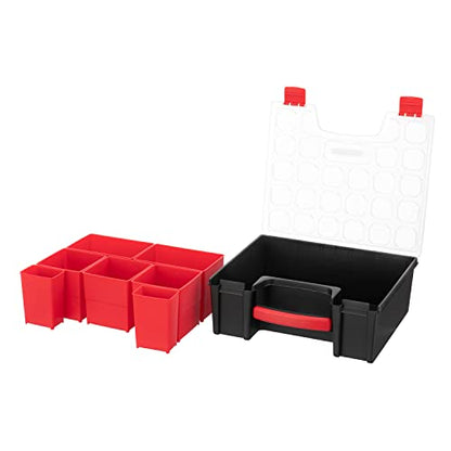 INTERTOOL Hardware Organizer with 7 Deep Removable Bins - Small Parts Storage Tool Box for Nuts, Bolts, Screws, Nails - Portable Handle Transparent Lid with Locks BX08-4032 - style: 7 Removeable Bins, Deep