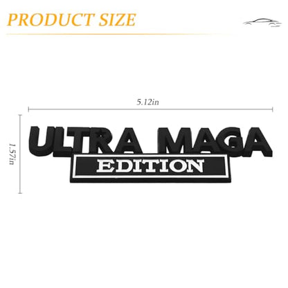 Ultra MAGA Edition Car Emblems, 3D Raised Metal Classic Personality Vehicle Badge Sticker, Automotive Exterior Body Embossed Decal Decoration, Universal for SUV Sedan Truck (Black/White)