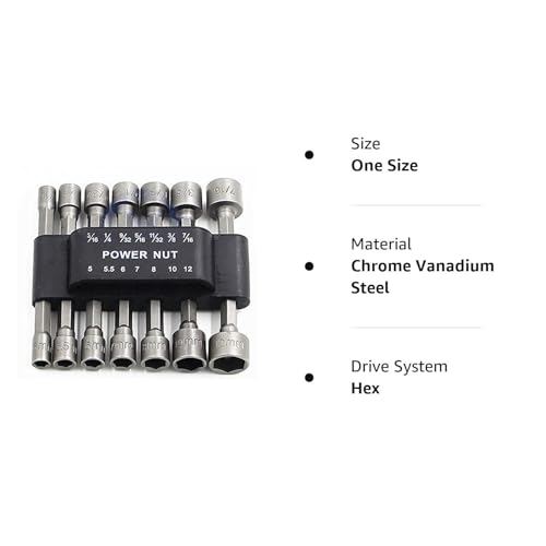 Power Nuts Driver Drill Bit Tools Set Metric Socket Wrench Screw 1/4'' Driver Hex Keys 14PCS - size: One Size