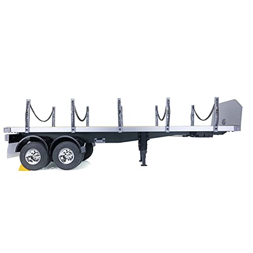 US in Stock, RC Tractor Flatbed Semi Trailer Truck 1/14 2Axle Compatible with DIY Tamiya Construction Vehicle Model