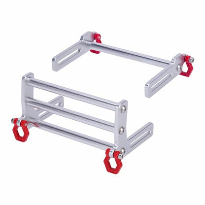 TRX4 Bumper, Adjustable 1/10 Bumper, Aluminum Front Rear Bumpers Bull Bars for 1/10 RC Crawler Axial SCX10 TRX4 LCG Chassis FJ40 Dodge Power Wagon Body (Silver)