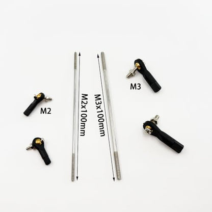 2PCS RC Toy Push Rod Adjustable Tie Rods Ball Head Joint Servo Linkage Link Rod for RC Airplane Helicopter Car Boat DIY Model Toy Parts (M2x100mm/M3x100mm) - style: M2x100mm/M3x100mm