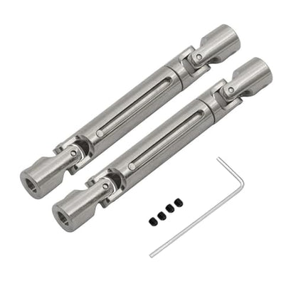 Fancyes 2Pcs Drive Shafts Replacement with Wrench and Screws Transmission Shafts for MN82 MN78 LC79 1/12 RC Carwler Car Accessory, Silver - color: Silver