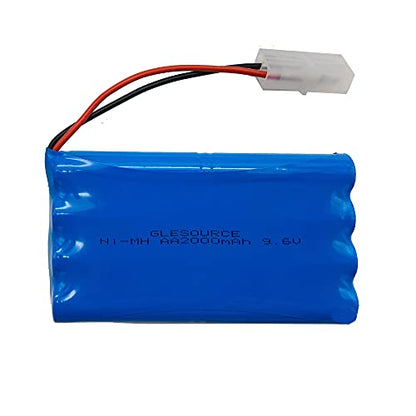 GLESOURCE(2 Pack 9.6V NiMH Battery Pack 2000mAh RC Battery with Standard Tamiya Connector for RC Car, Robots with (2PCS) USB Charging Cable