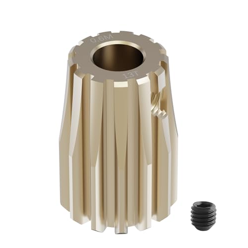 Pinion Motor Gear, M0.6 13T, 1/8 in (3.175mm) Shaft Hole | M0.6 Pitch 13 Teeth, 7075 Aluminum Alloy, 1/8 Inch Shaft Hole, RC Motor Pinion Upgrade, for 1/10 RC Brushless Crawler - size: M0.6 13T