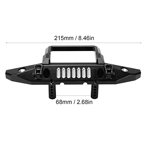 Front Bumper Aluminum Alloy Crawler Bumper RC Car Accessory with LED Light Hole for Axial 1/6 for SCX6 Car RC Car Upgrade Part (Black) - color: Black