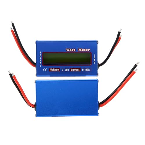 Fafeicy Digital Watt Meter RC Power Analyzer with LCD Display DC 60V 100A for Voltage Current Power Solar Battery Monitoring